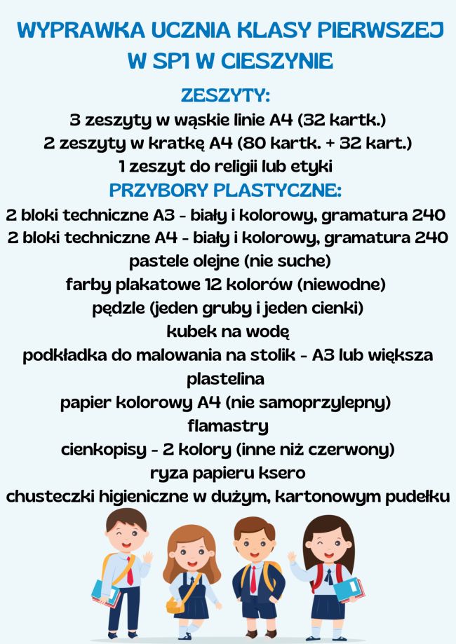 Wyprawka dla pierwszoklasisty