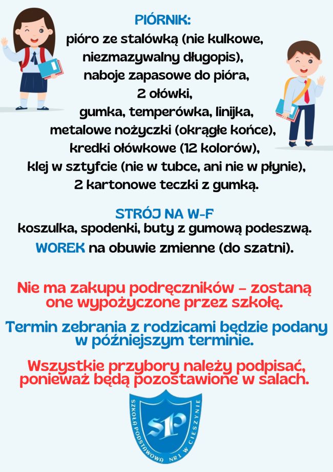Wyprawka dla pierwszoklasisty